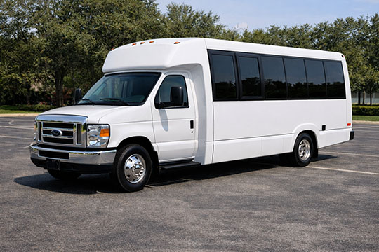18-passenger minibus available for charter in Garland, TX