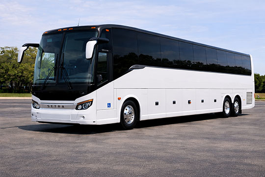56-passenger charter bus available for charter in Garland, TX